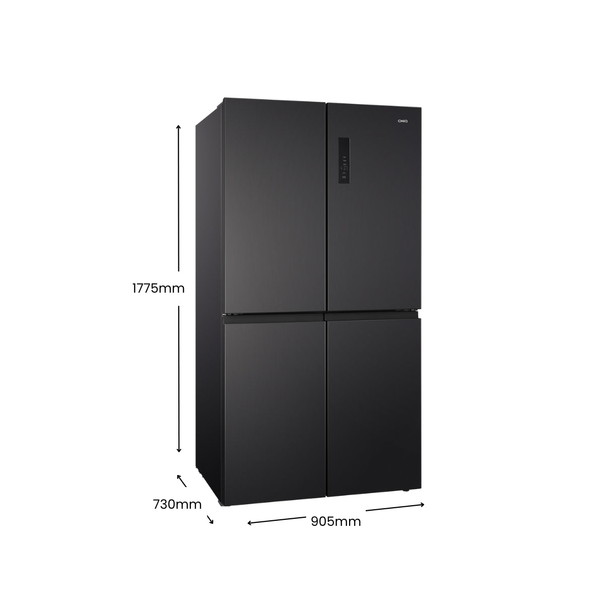 CHiQ 601L Quad Door Fridge Black Steel CCD601NBS