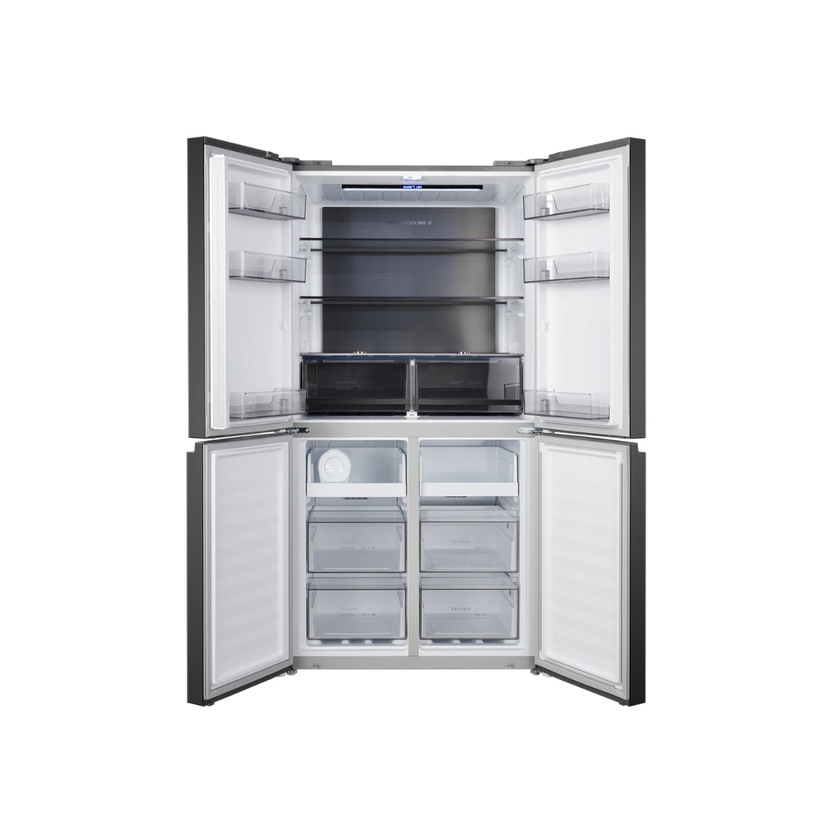 CHiQ 601L Quad Door Fridge Black Steel CCD601NBS