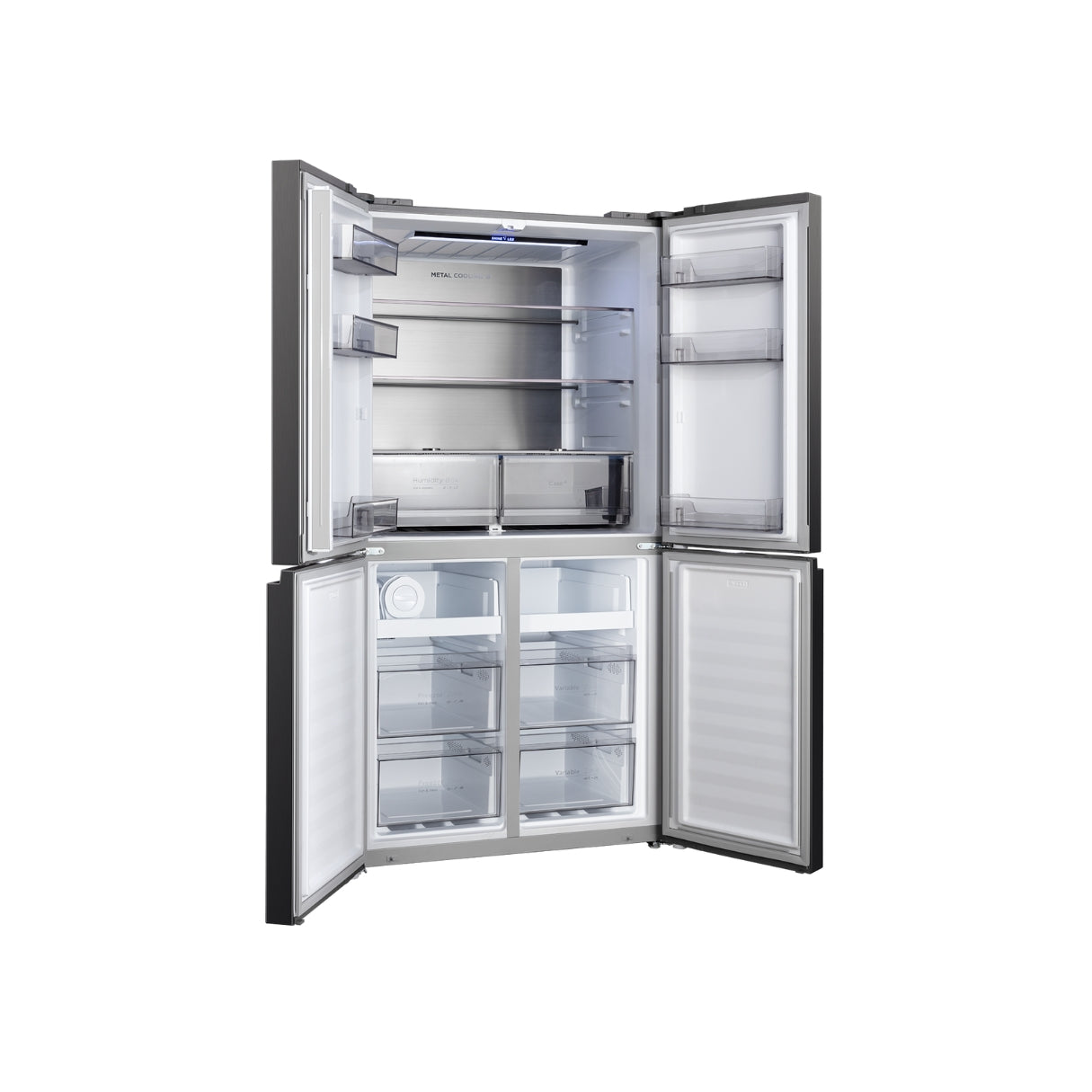 CHiQ 601L Quad Door Fridge Black Steel CCD601NBS