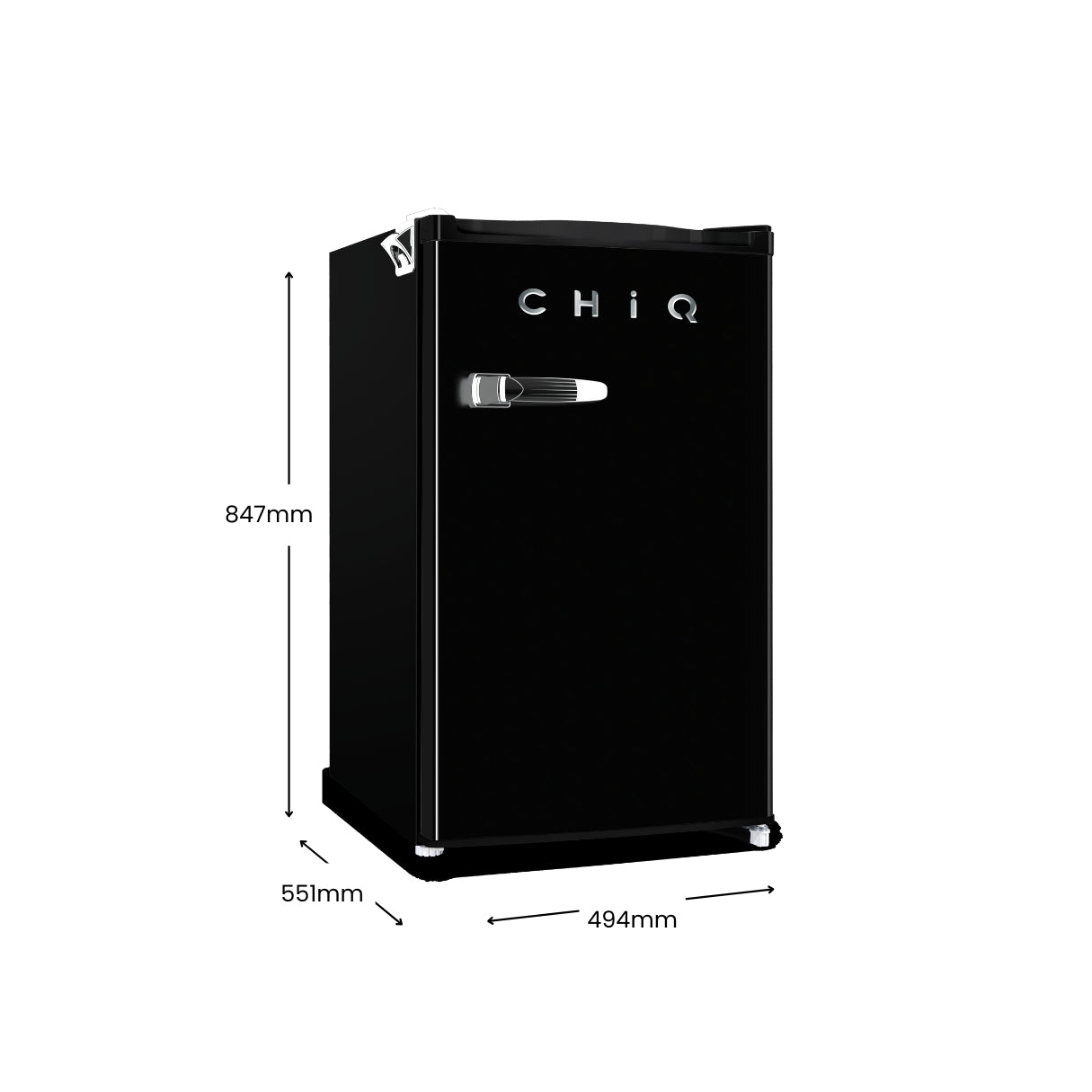 CHiQ 125L Retro Single Door Bar Fridge Black CRSR125DB