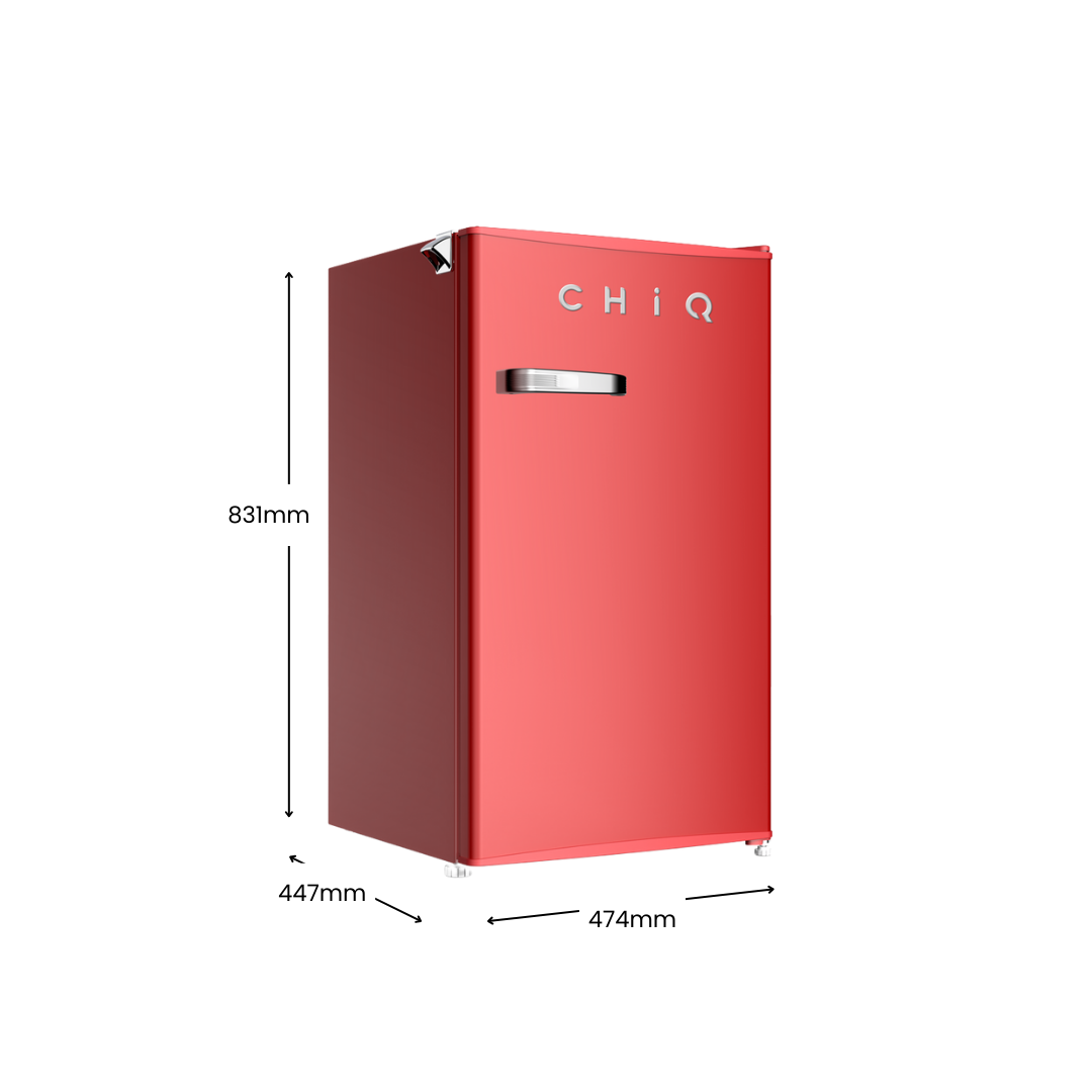 CHiQ 90L Retro Single Door Bar Fridge Red CRSR089DR1