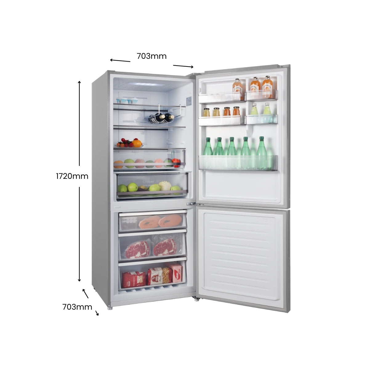 CHiQ 396L Bottom Mount Fridge Stainless Steel CBM394NSS6E
