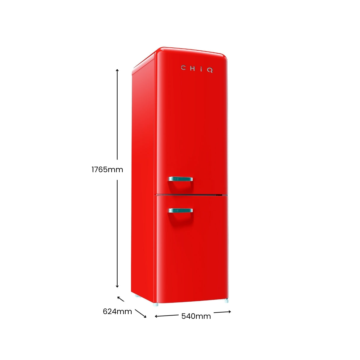 CHiQ 231L Bottom Mount Retro Fridge Red CRBM228NR3