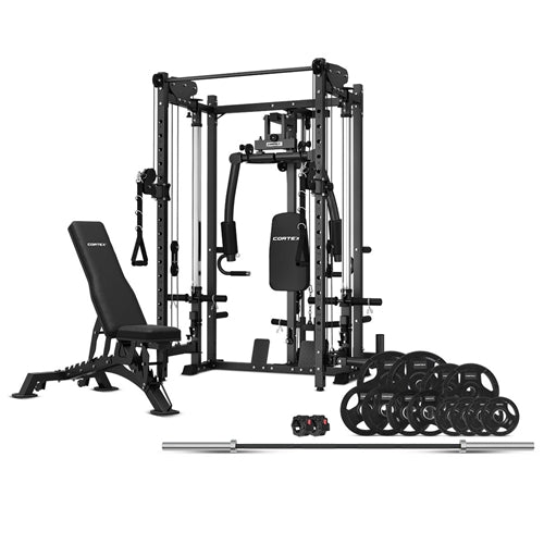 CORTEX PR-5 Folding Power Rack with 100kg Olympic Tri-Grip Weight, Bar and Bench Set