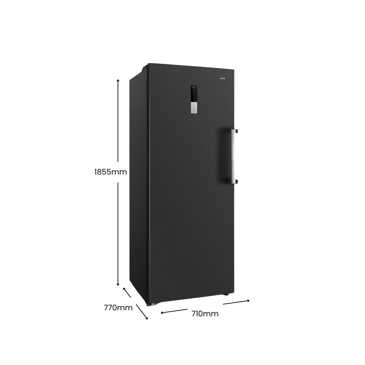 CHiQ 380L Hybrid Vertical Freezer Left Hinge Black Steel