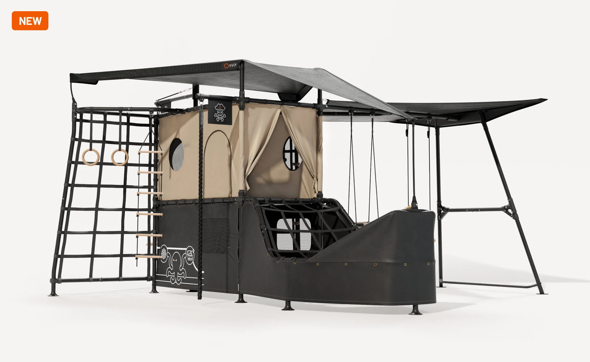 Vuly Pirate Ship with swing in backyard