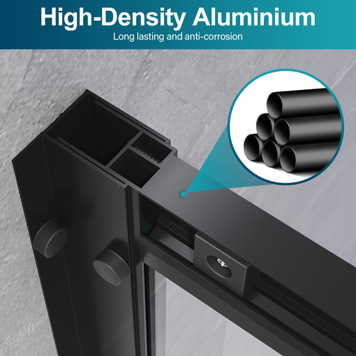 Black Framed 2 Panel Shower Enclosure Sliding Screen