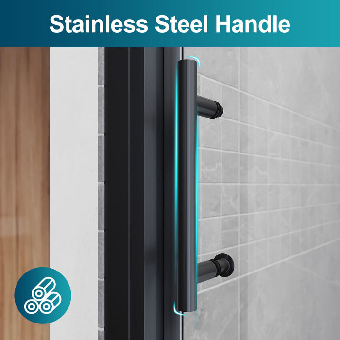 Black Framed 2 Panel Shower Enclosure Sliding Screen