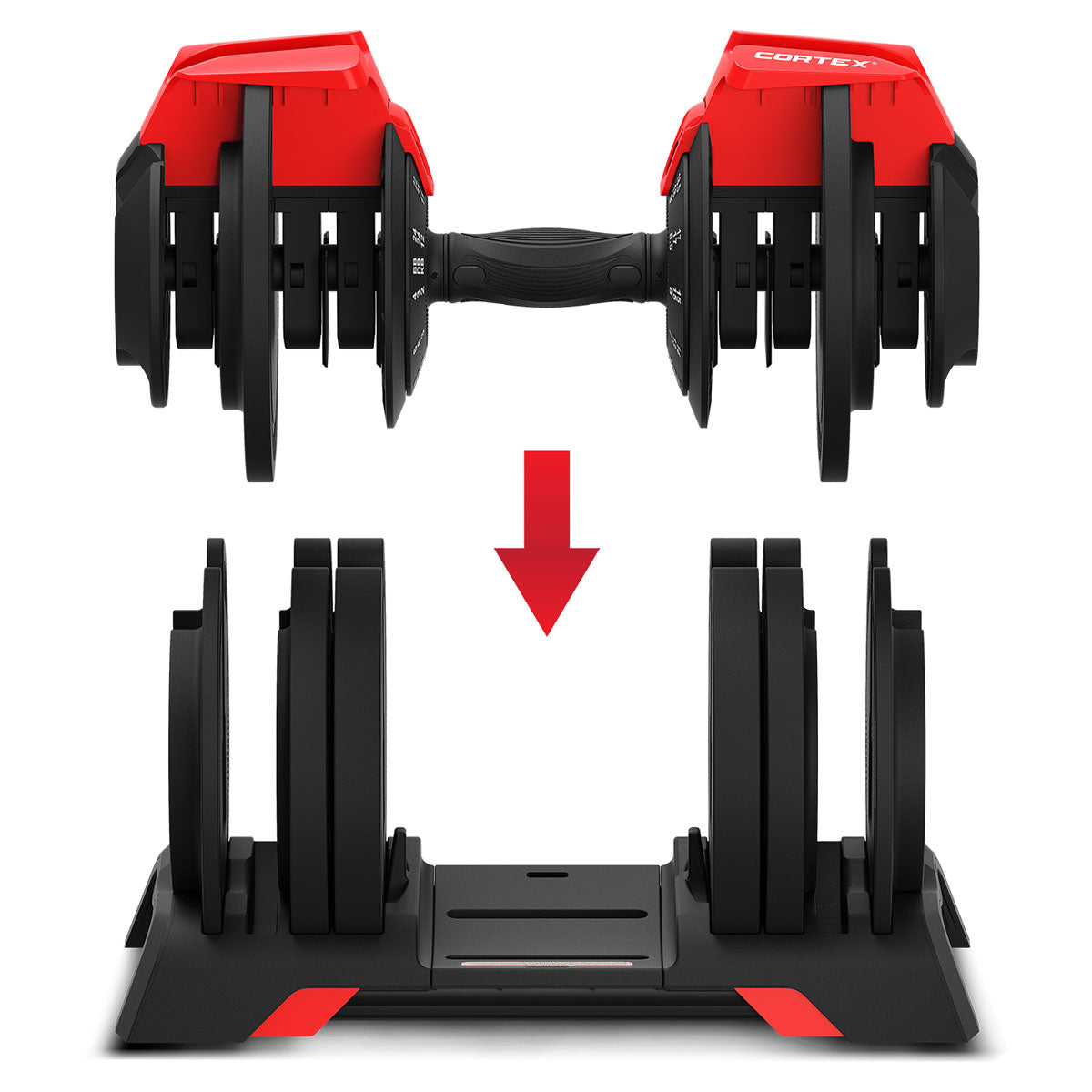 Cortex Revolock V2 48kg Adjustable Dumbbell + Barbell + Kettlebell All-in-One Set (24kg Pair) with Stand