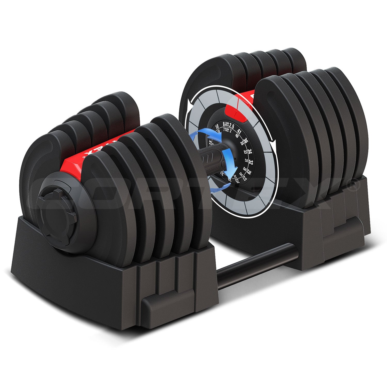Cortex Revolock V2 80kg Adjustable Dumbbell & Barbell All-in-One Set (40kg Pair)