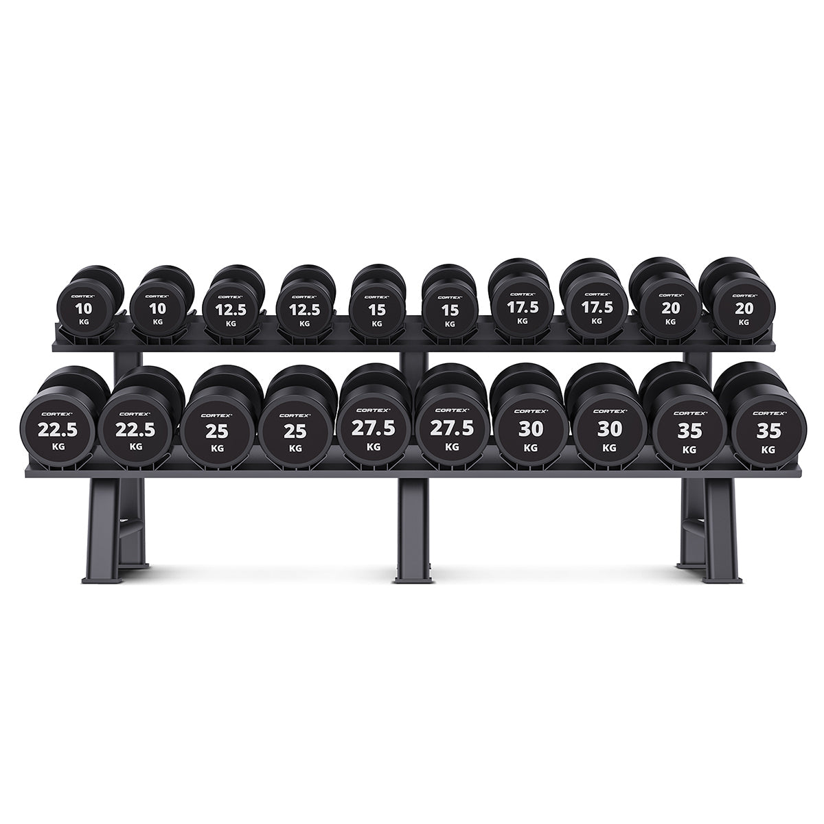 Cortex 430kg Pro Dumbbell Set with Stand 10-35kg (10 Pairs)