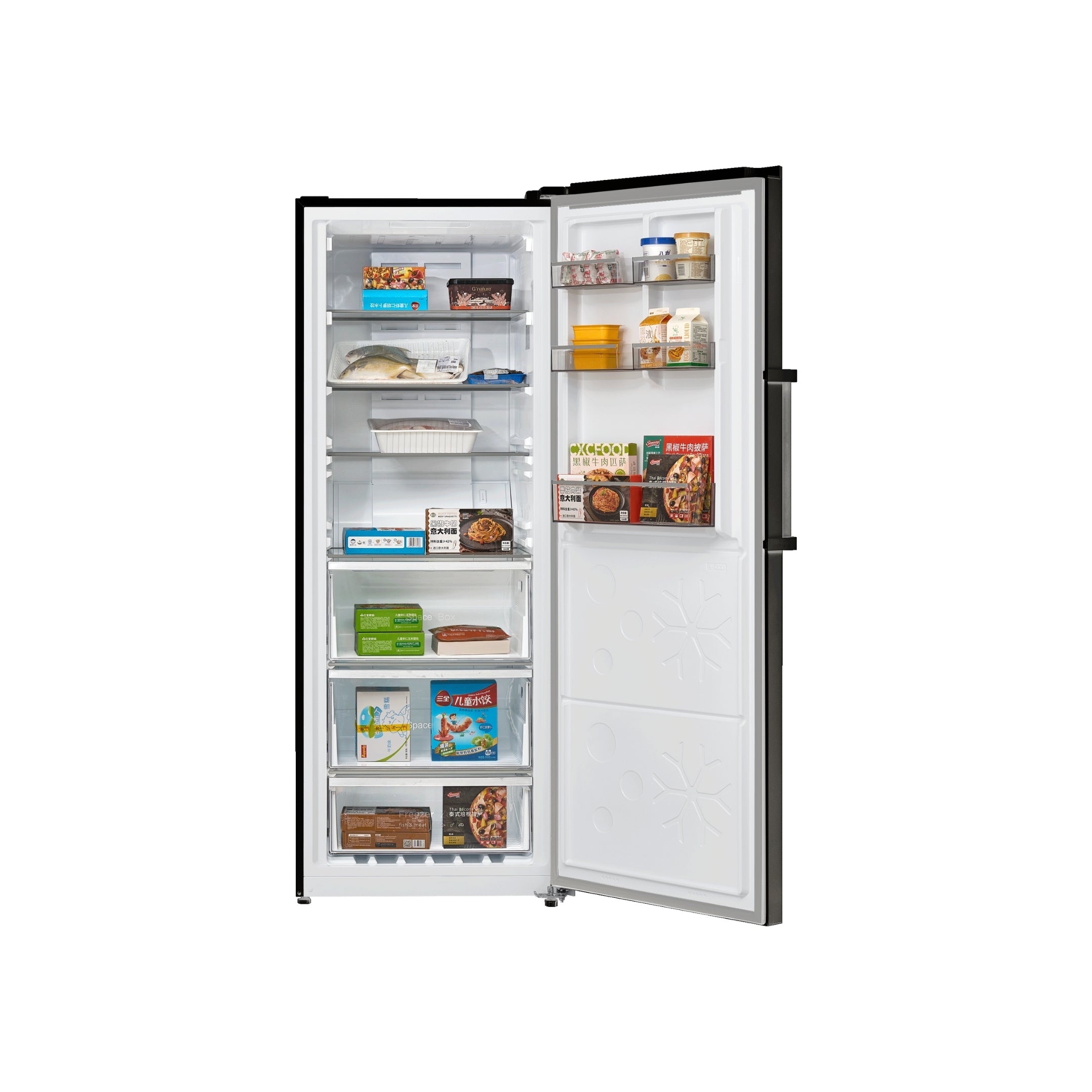 CHiQ 380L Hybrid Vertical Freezer Right Hinge Black Steel CSH379NBSR5