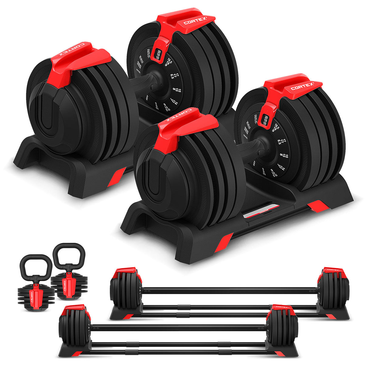Cortex SM-25 6-in-1 Power Rack with Smith & Cable Machine with 48kg Revolock V2 Adjustable Dumbbells + 100kg Essentials Package