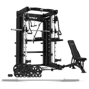 CORTEX SM-26 6-In-1 Power Rack with Smith & Cable Machine + BN-9 Bench + 100Kg Olympic Tri-Grip Weight Plate & Barbell Package