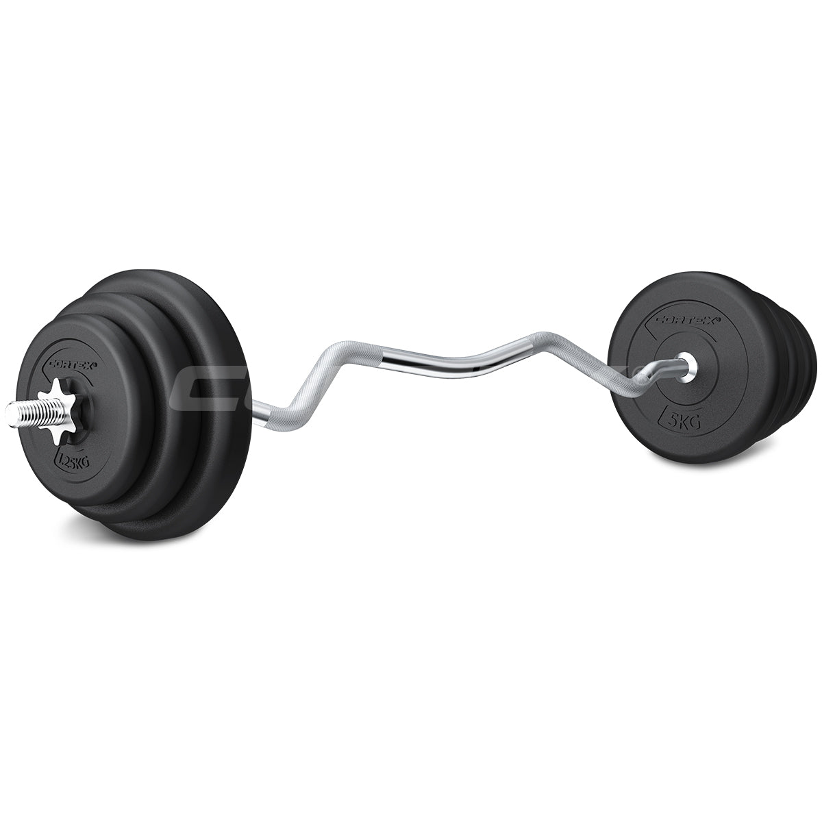 CORTEX 90kg EnduraShell Barbell Weight Set with Weight Tree