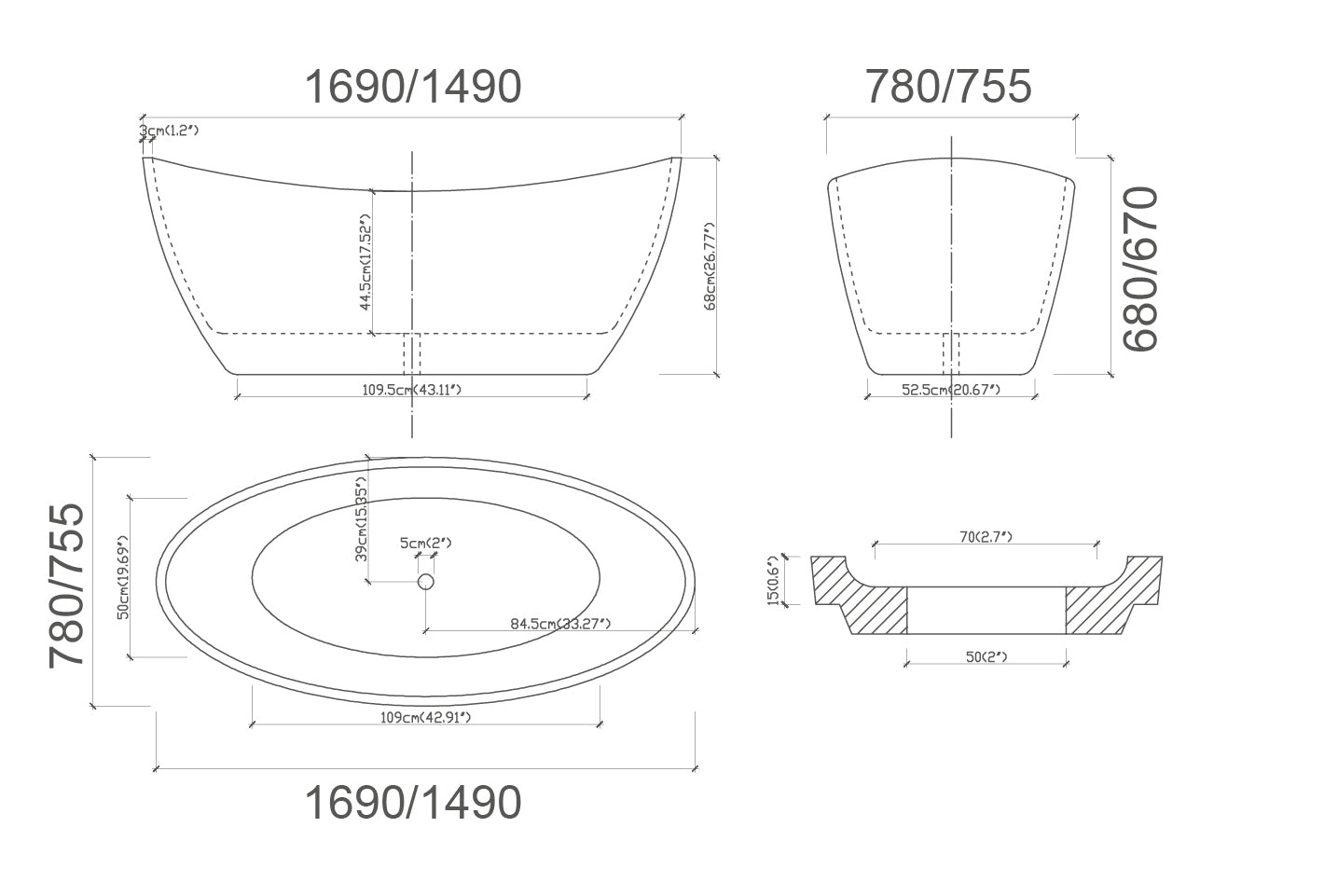 CURO Free Standing Bath Tub