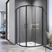 Curved Shower Screen Matt Black Quadrant Enclosure Base Optional 800/900/1000mm