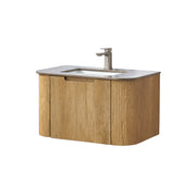 Curved fluted timber wall hung vanity 600/750 mm