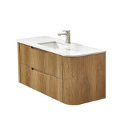 Curved fluted timber wall hung waterproof vanity 900/1200 mm