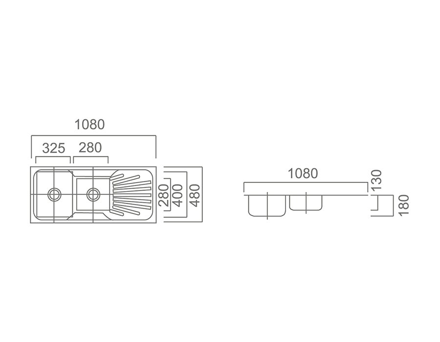 DANTE 1 & 3/4 Sink with Tap Hole and Drainer