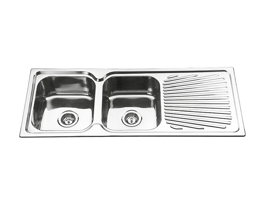 DANTE Square Double Bowl Sink with Tap Hole and Drainer