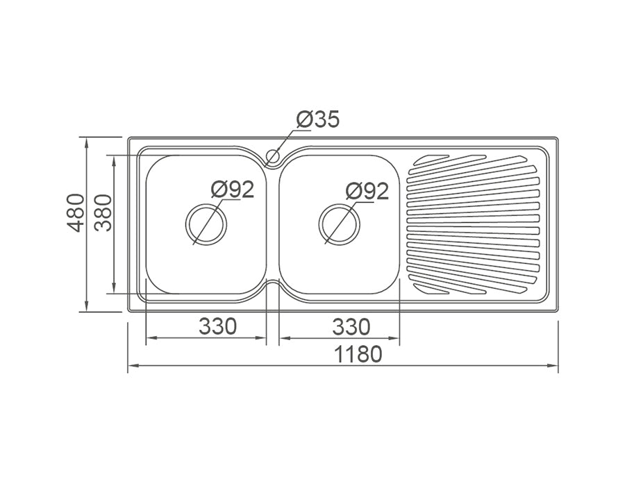 DANTE Square Double Bowl Sink with Tap Hole and Drainer