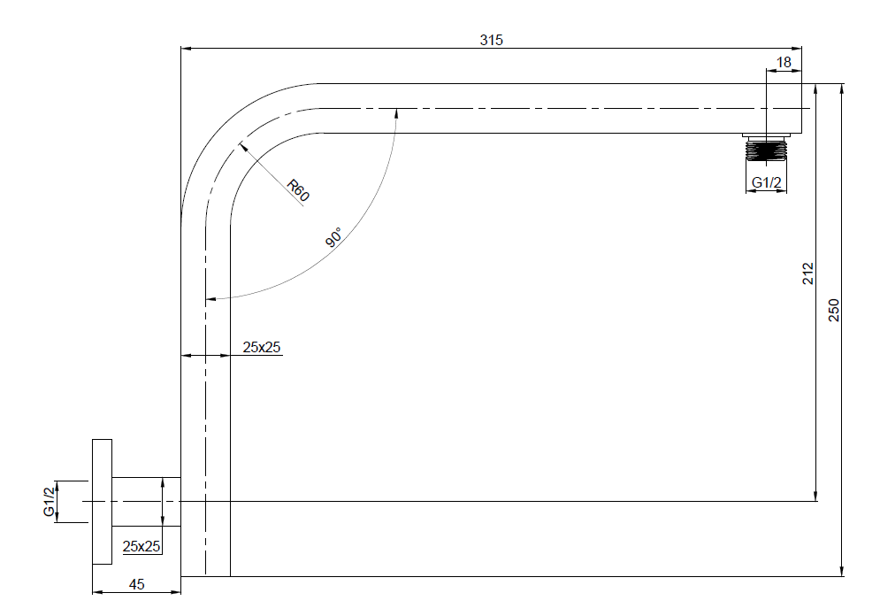 DOCCIA Square Rise Up Arm