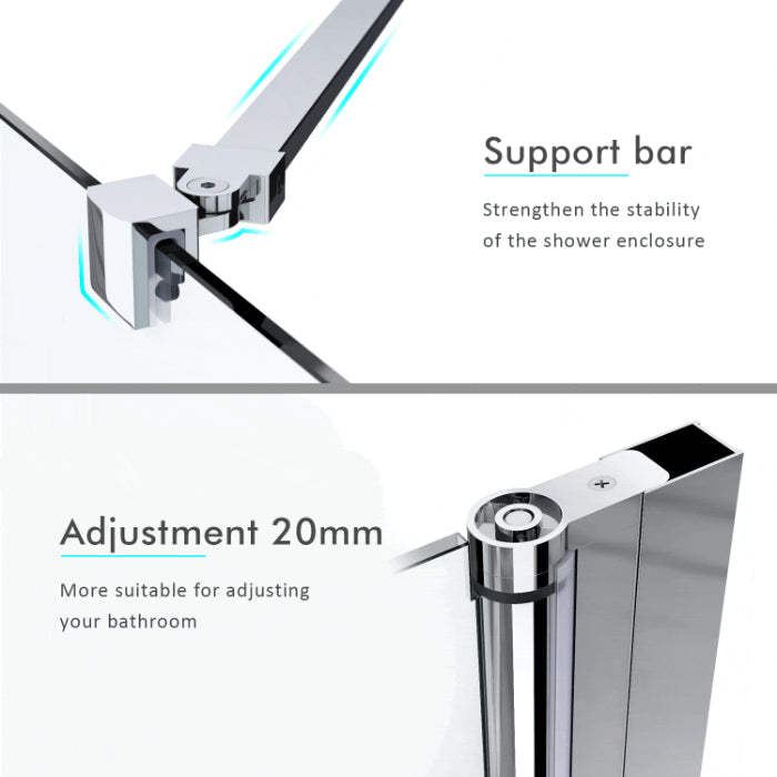 Frameless Bifold Pivot Shower Screen Shower Enclosure 860-1000mm