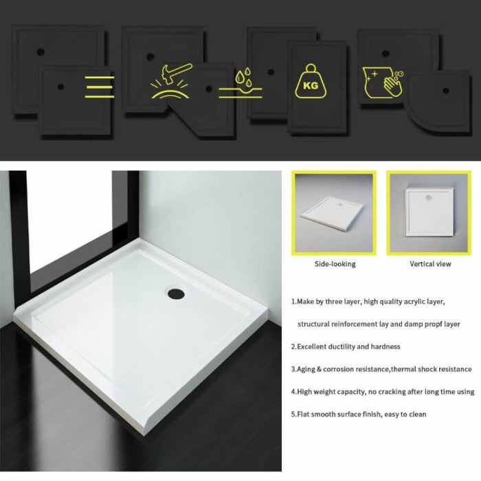 Rectangular Square Shower Screen Base Acrylic Various Sizes