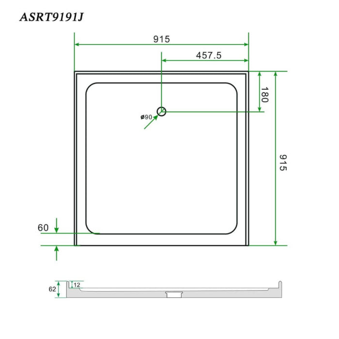 Rectangular Square Shower Screen Base Acrylic Various Sizes