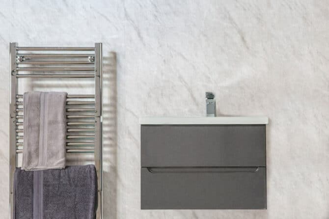 Graphite bathroom wall panels