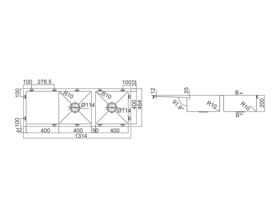 IMPACT Double Bowl Sink with Drainer SS 1346