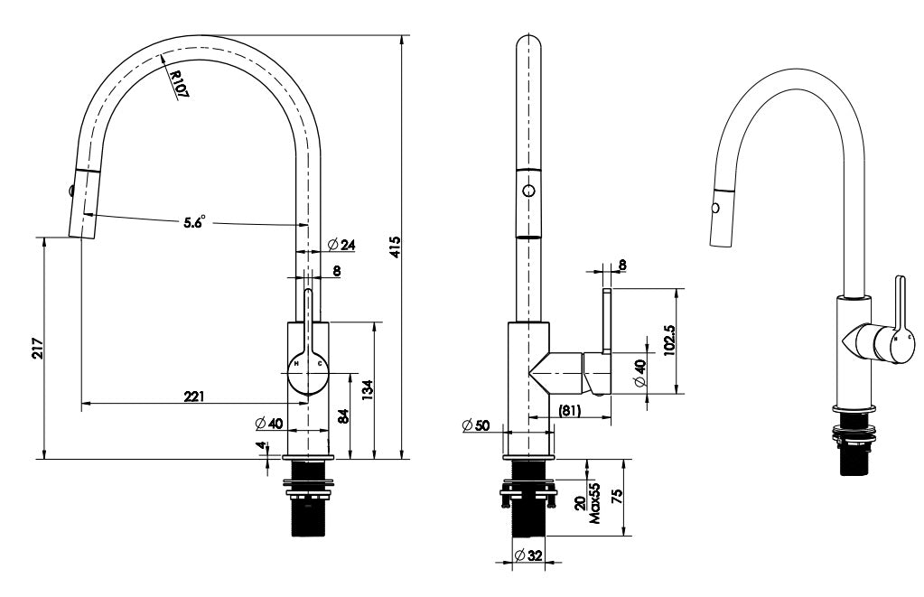 KENZO Pull Out Sink Mixer