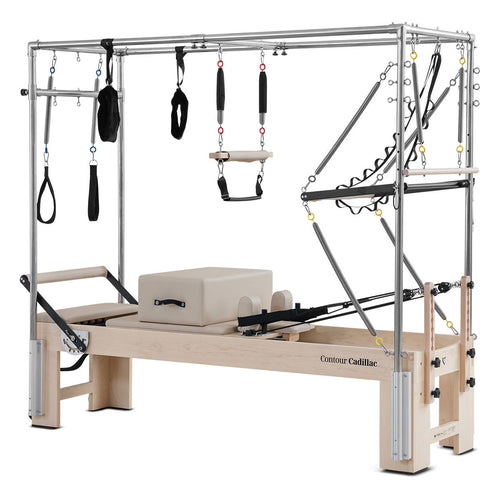 Contour Cadillac Pilates Reformer Machine with Full Trapeze Table (Beige)