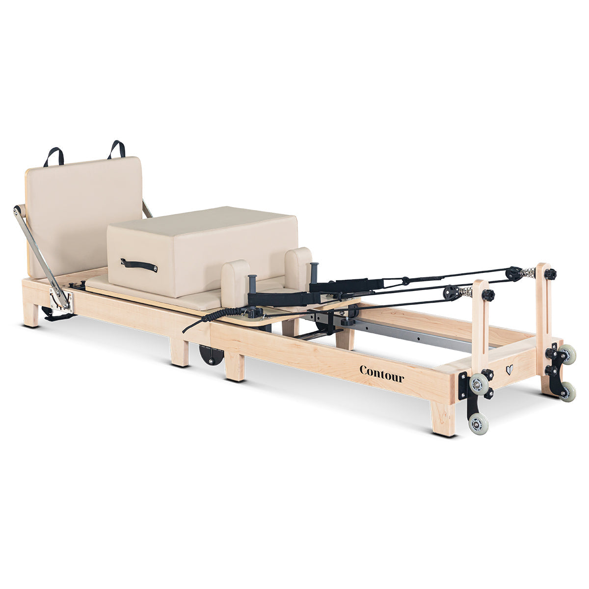 Contour Folding Wooden Pilates Reformer Machine (Beige)