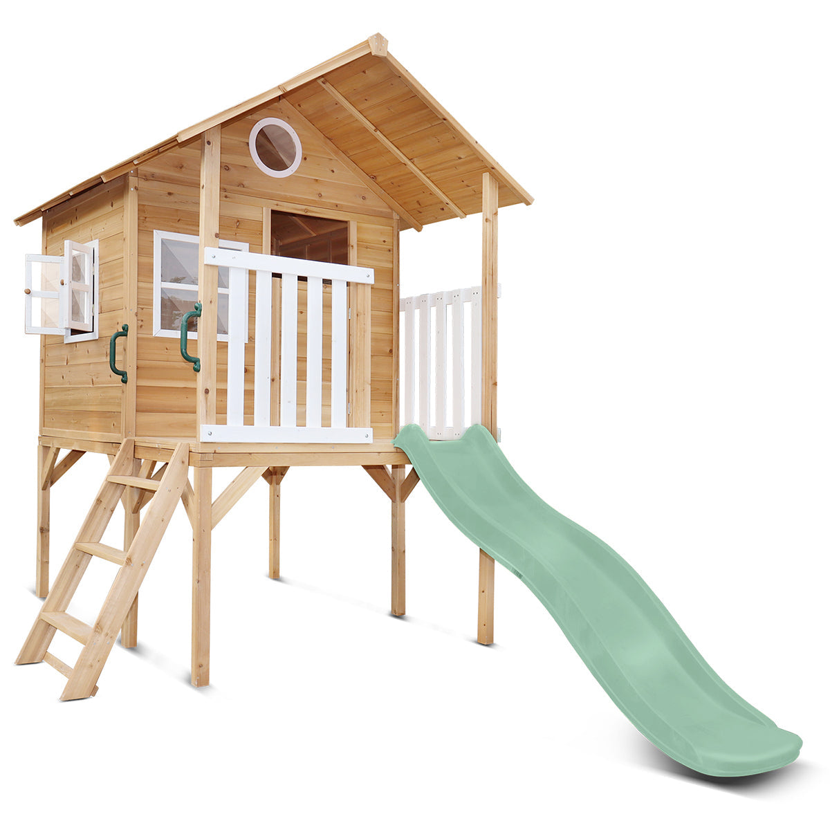 Archie Cubby House - Elevated with 1.8m Pastel Green Slide