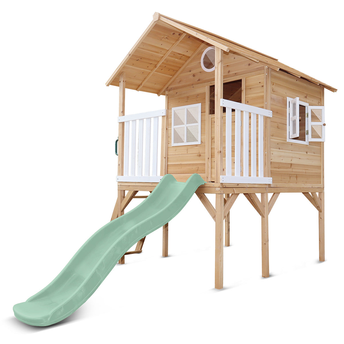 Archie Cubby House - Elevated with 1.8m Pastel Green Slide