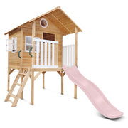 Archie Cubby House - Elevated with 1.8m Pastel Pink Slide