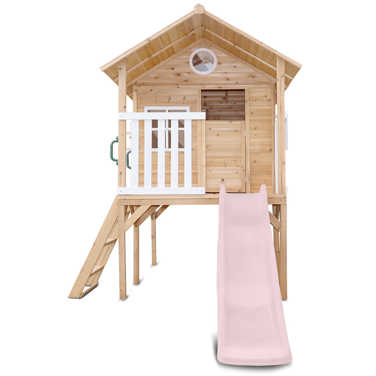 Archie Cubby House - Elevated with 1.8m Pastel Pink Slide