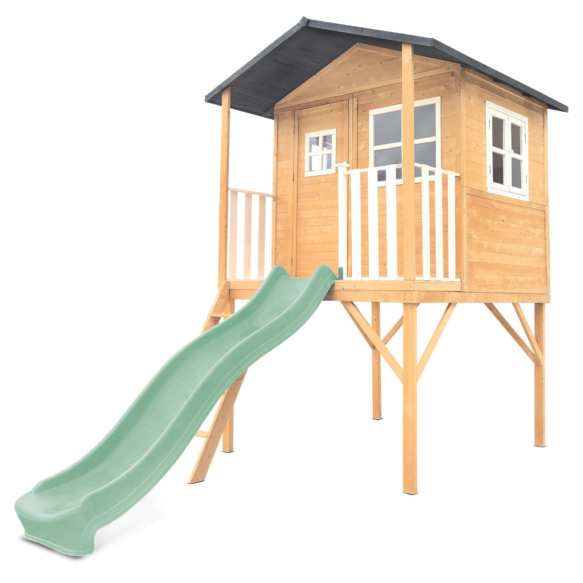 Lifespan Kids Burleigh Cubby House with 2.2m Slide (Pastel Green)