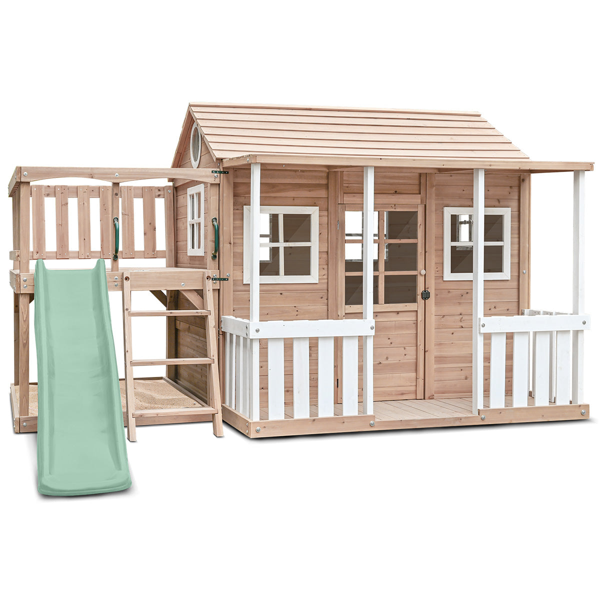 Finley Cubby House with 1.8m Slide (Pastel Green)