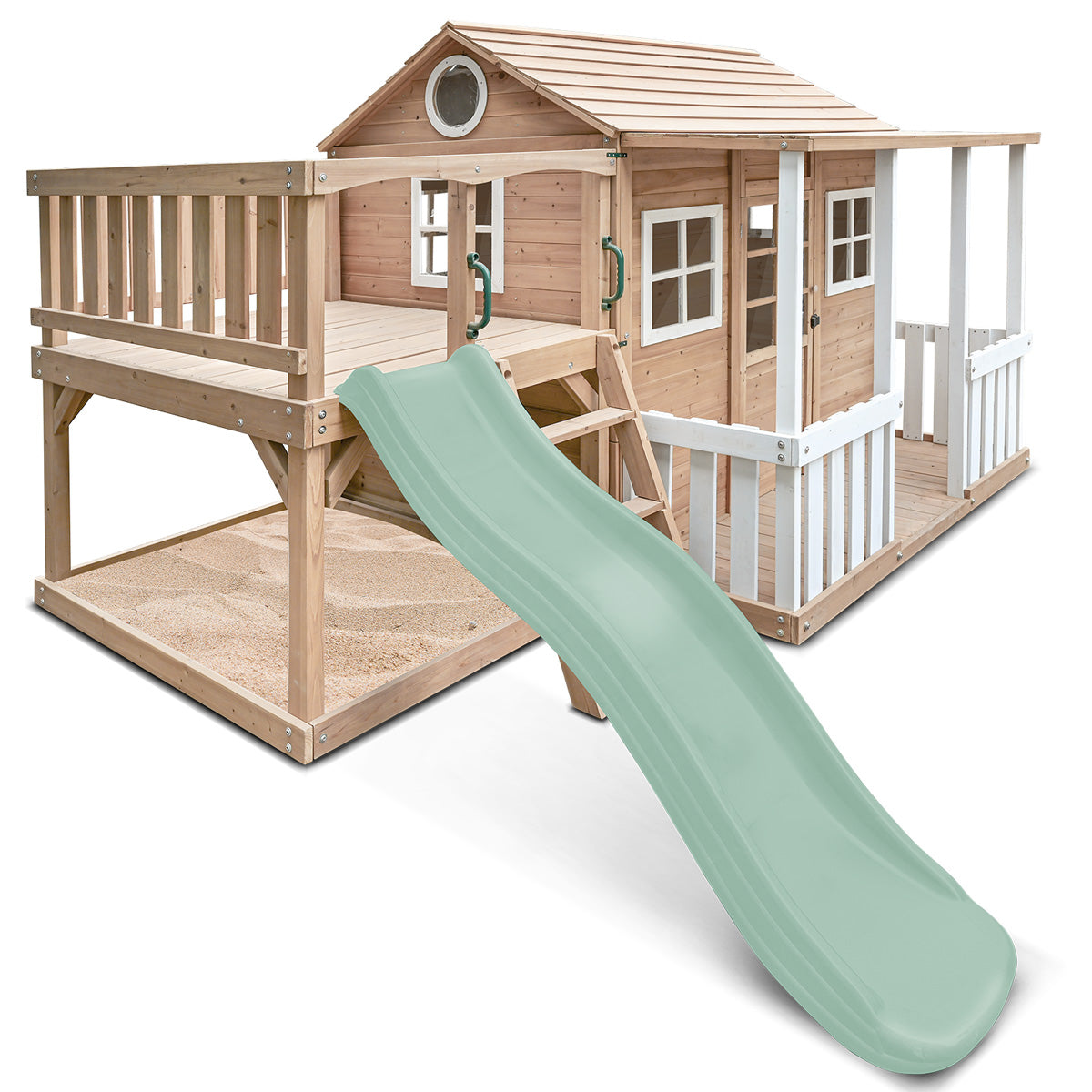 Finley Cubby House with 1.8m Slide (Pastel Green)