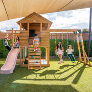 Lifespan Kids Kingston Cubby House with 2.2m Slide (Pastel Pink)