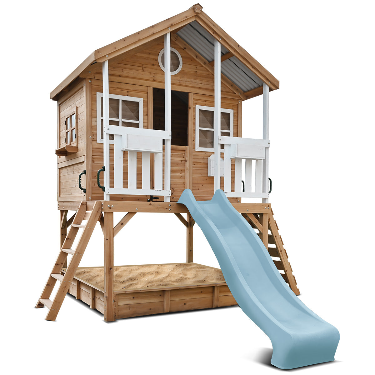 Lifespan Kids Winchester Cubby House (Elevated 1.2m) with 2.2m Slide (Pastel Blue)