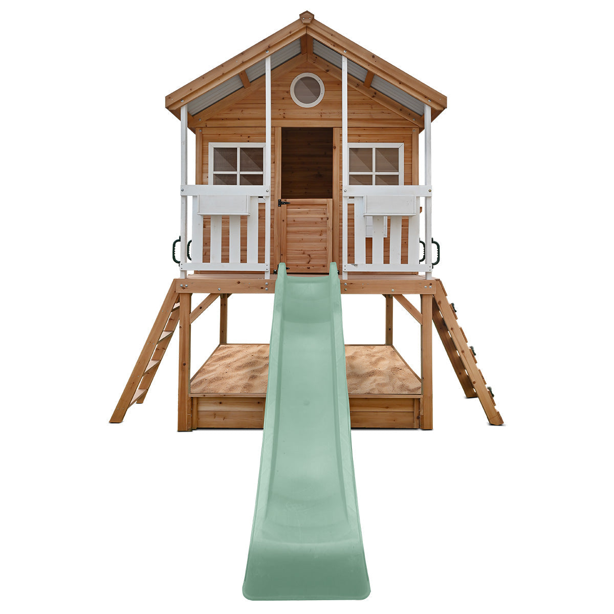 Lifespan Kids Winchester Cubby House (Elevated 1.2m) with 2.2m Slide (Pastel Green)