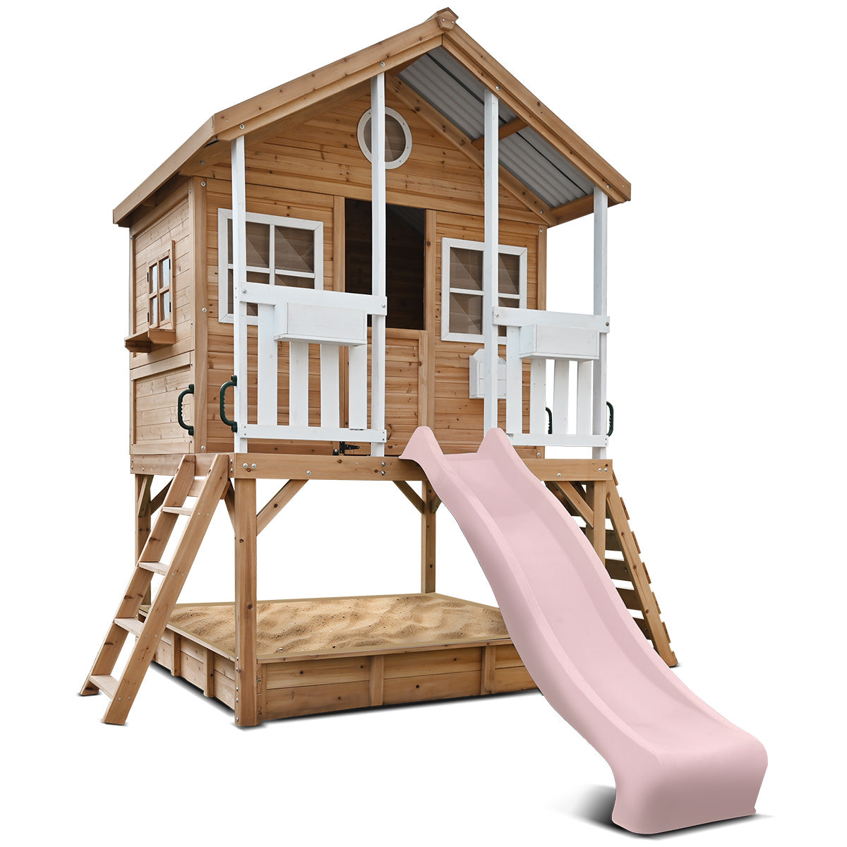 Lifespan Kids Winchester Cubby House (Elevated 1.2m) with 2.2m Slide (Pastel Pink)