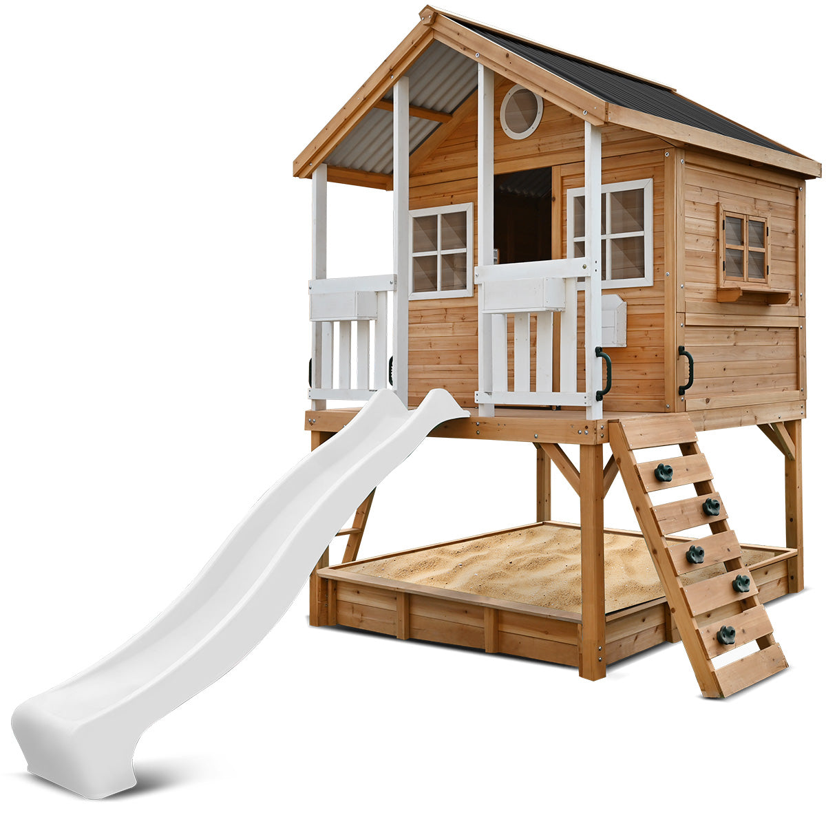 Lifespan Kids Winchester Cubby House (Elevated 1.2m) with 2.2m Slide (White)