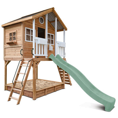 Lifespan Kids Winchester Cubby House (Elevated 1.45m) with 3.0m Slide (Pastel Green)