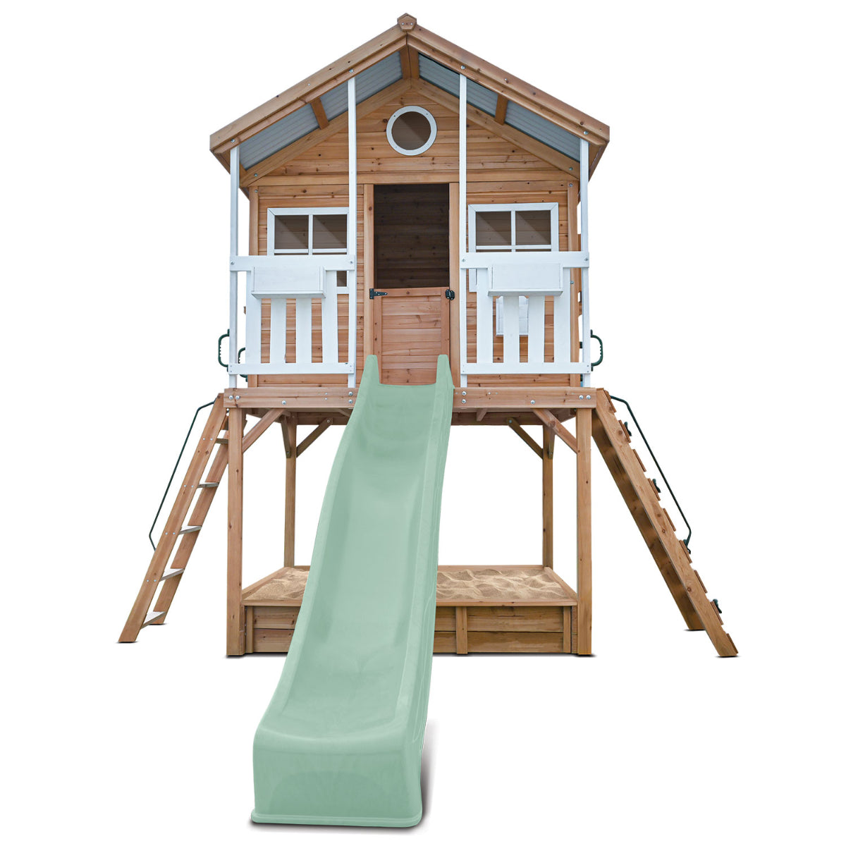 Lifespan Kids Winchester Cubby House (Elevated 1.45m) with 3.0m Slide (Pastel Green)