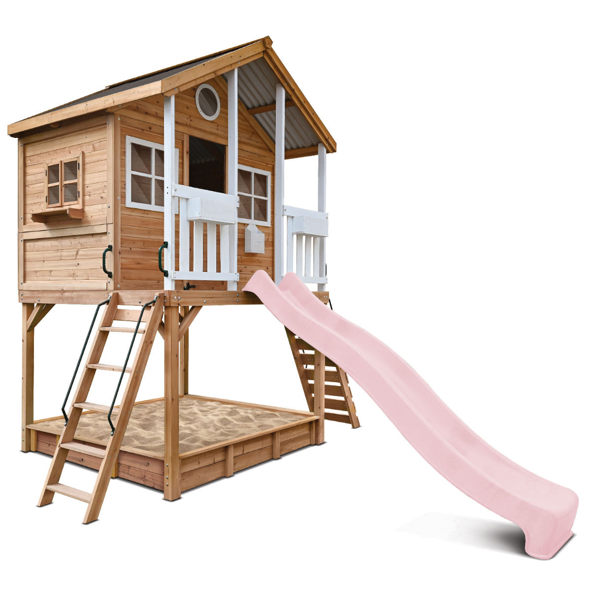 Lifespan Kids Winchester Cubby House (Elevated 1.45m) with 3.0m Slide (Pastel Pink)